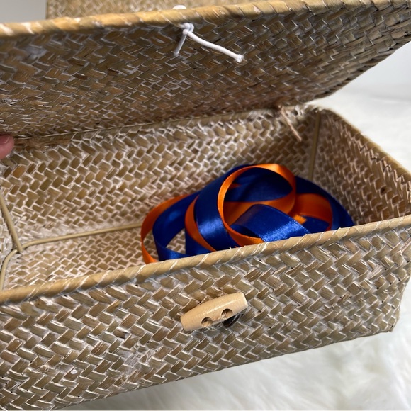 Brand New 2pcs Seagrass Storage Basket Set, Shelf Basket/White - Picture 4 of 11